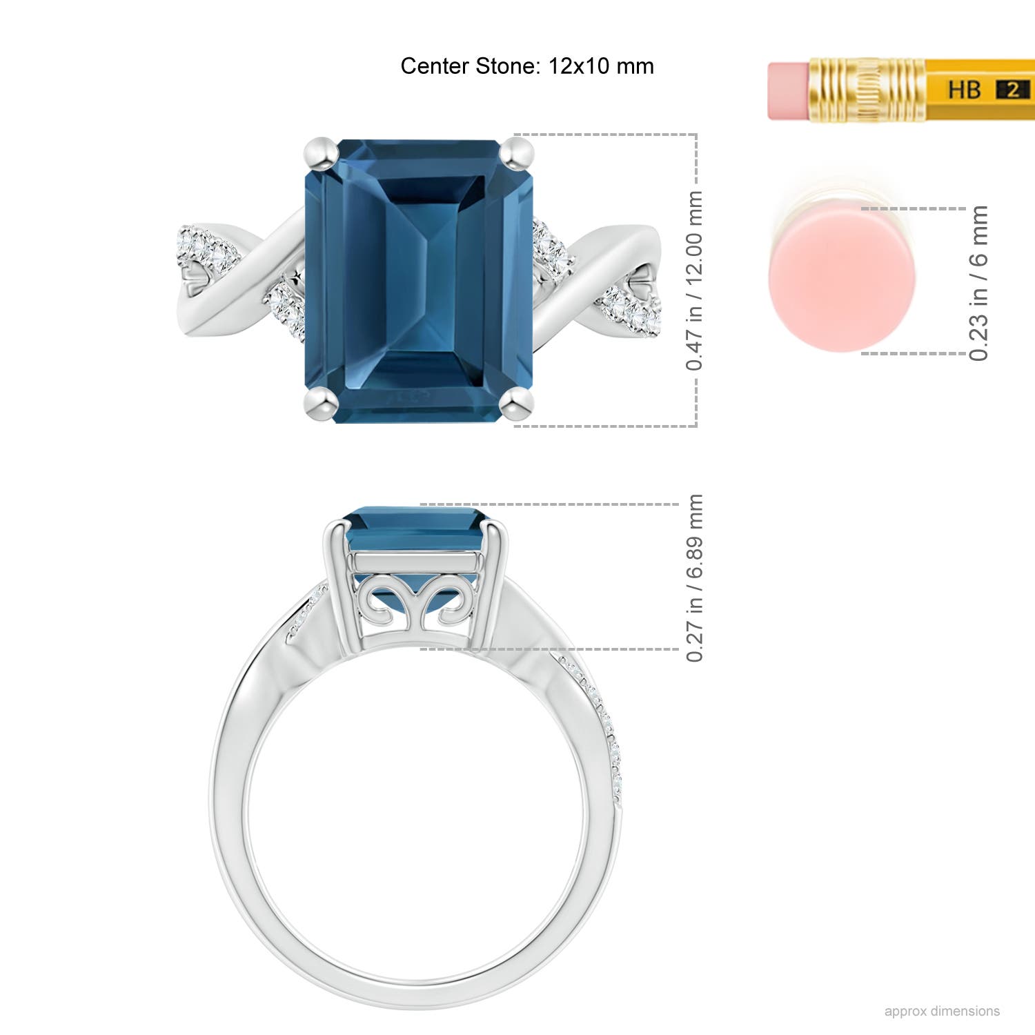 AA - London Blue Topaz / 7.37 CT / 14 KT White Gold