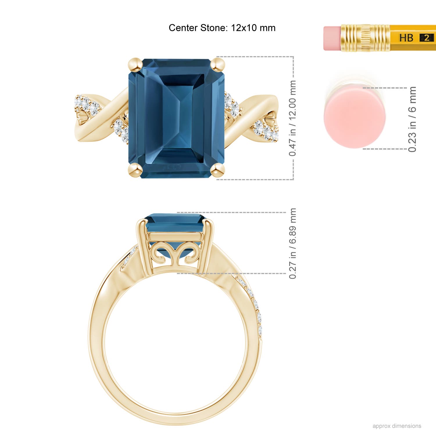 AA - London Blue Topaz / 7.37 CT / 14 KT Yellow Gold