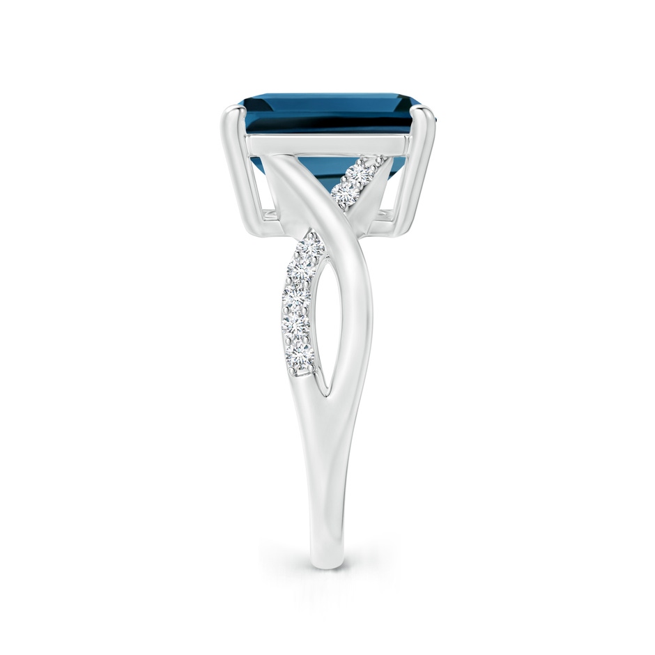 12x10mm AAA Emerald-Cut London Blue Topaz Crossover Shank Cocktail Ring in White Gold side 2