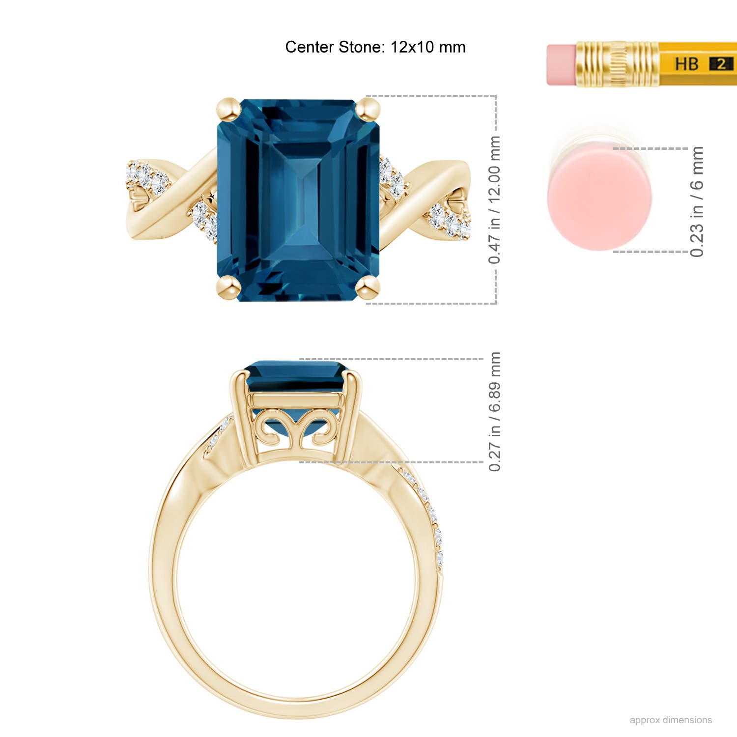 AAA - London Blue Topaz / 7.37 CT / 14 KT Yellow Gold