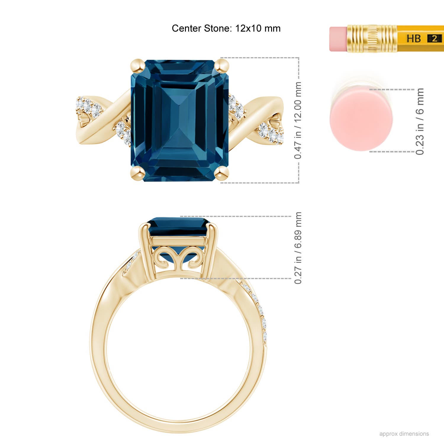 AAAA - London Blue Topaz / 7.37 CT / 14 KT Yellow Gold