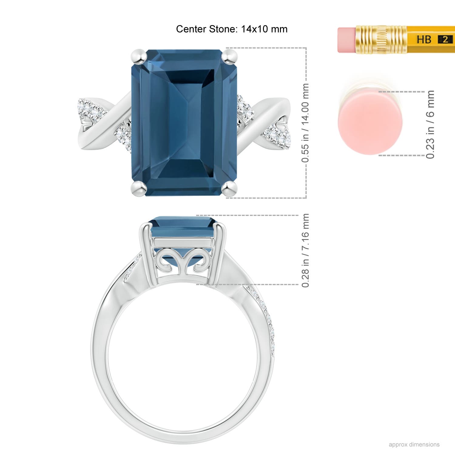 A - London Blue Topaz / 10.2 CT / 14 KT White Gold