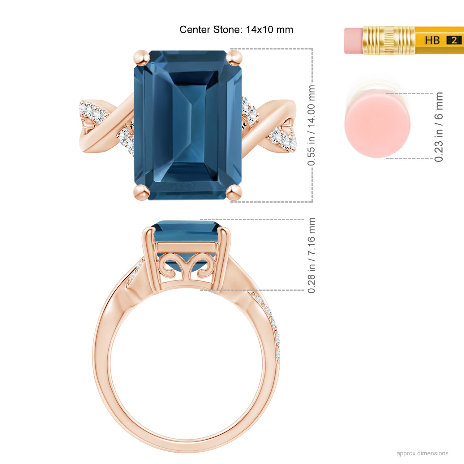 AA - London Blue Topaz / 10.2 CT / 14 KT Rose Gold