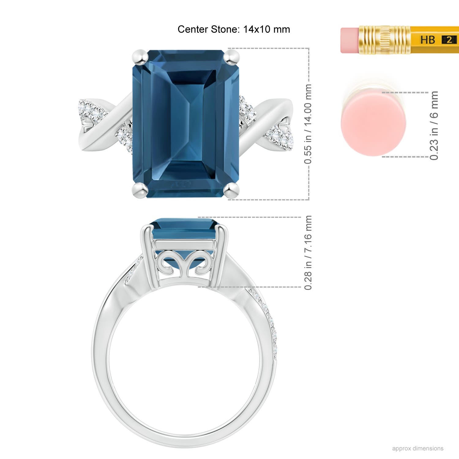 AA - London Blue Topaz / 10.2 CT / 14 KT White Gold