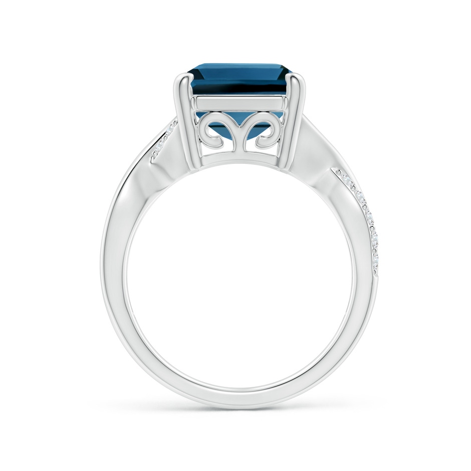 14x10mm AAA Emerald-Cut London Blue Topaz Crossover Shank Cocktail Ring in White Gold side 1