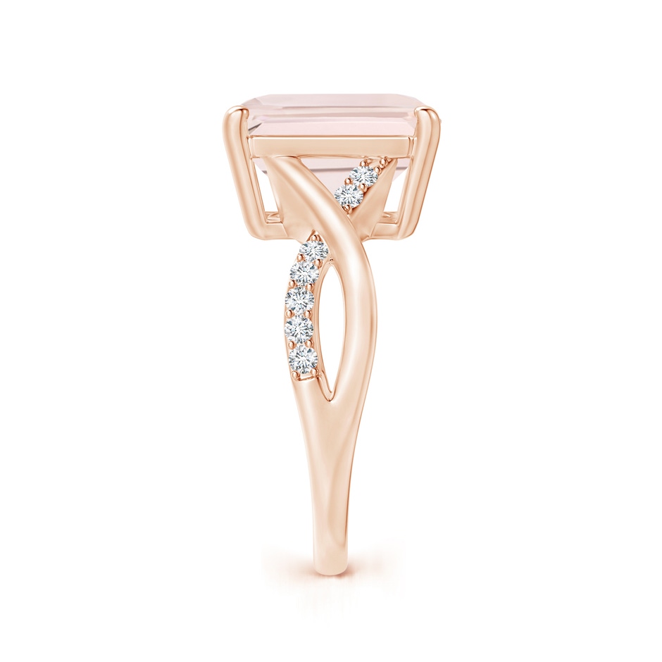 12x10mm A Emerald-Cut Morganite Crossover Shank Cocktail Ring in Rose Gold side 2