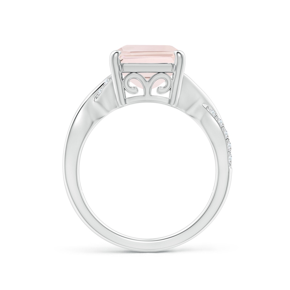 12x10mm A Emerald-Cut Morganite Crossover Shank Cocktail Ring in White Gold side 1