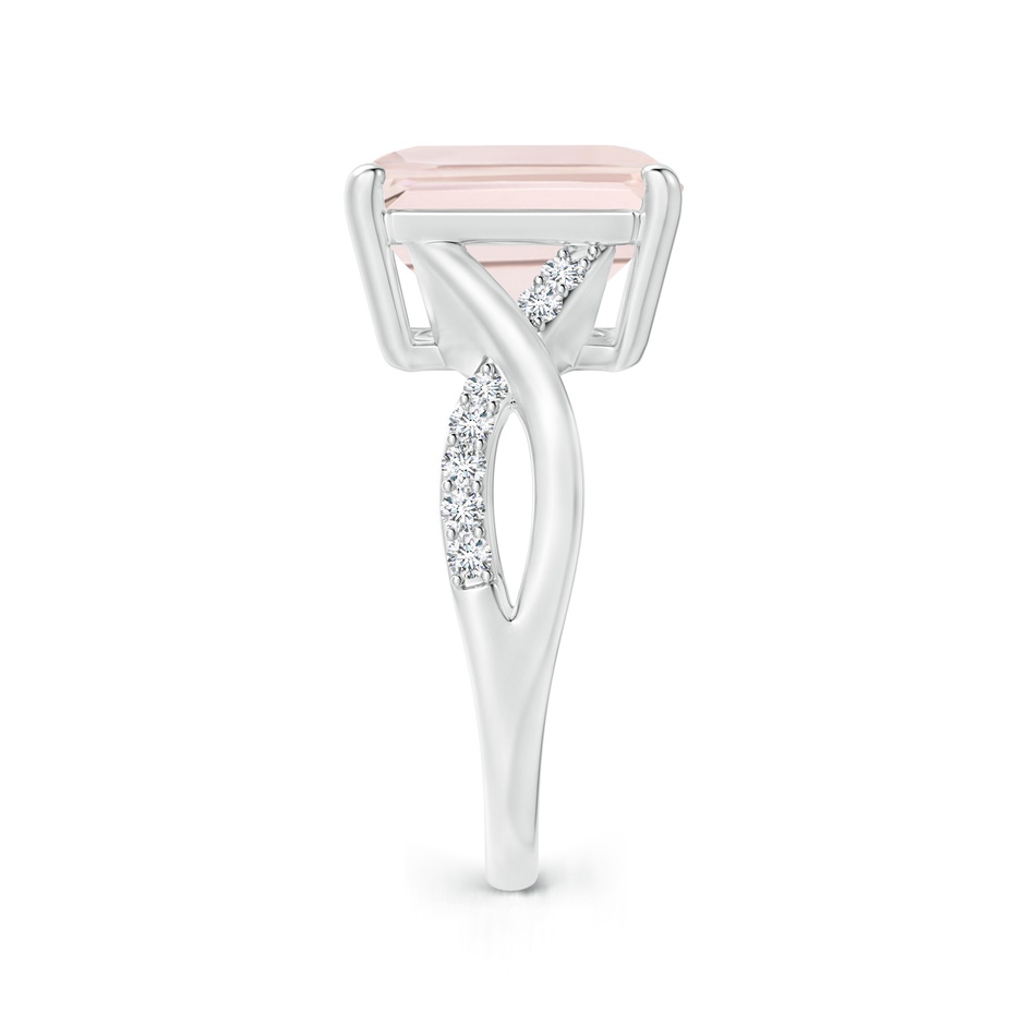 12x10mm A Emerald-Cut Morganite Crossover Shank Cocktail Ring in White Gold side 2