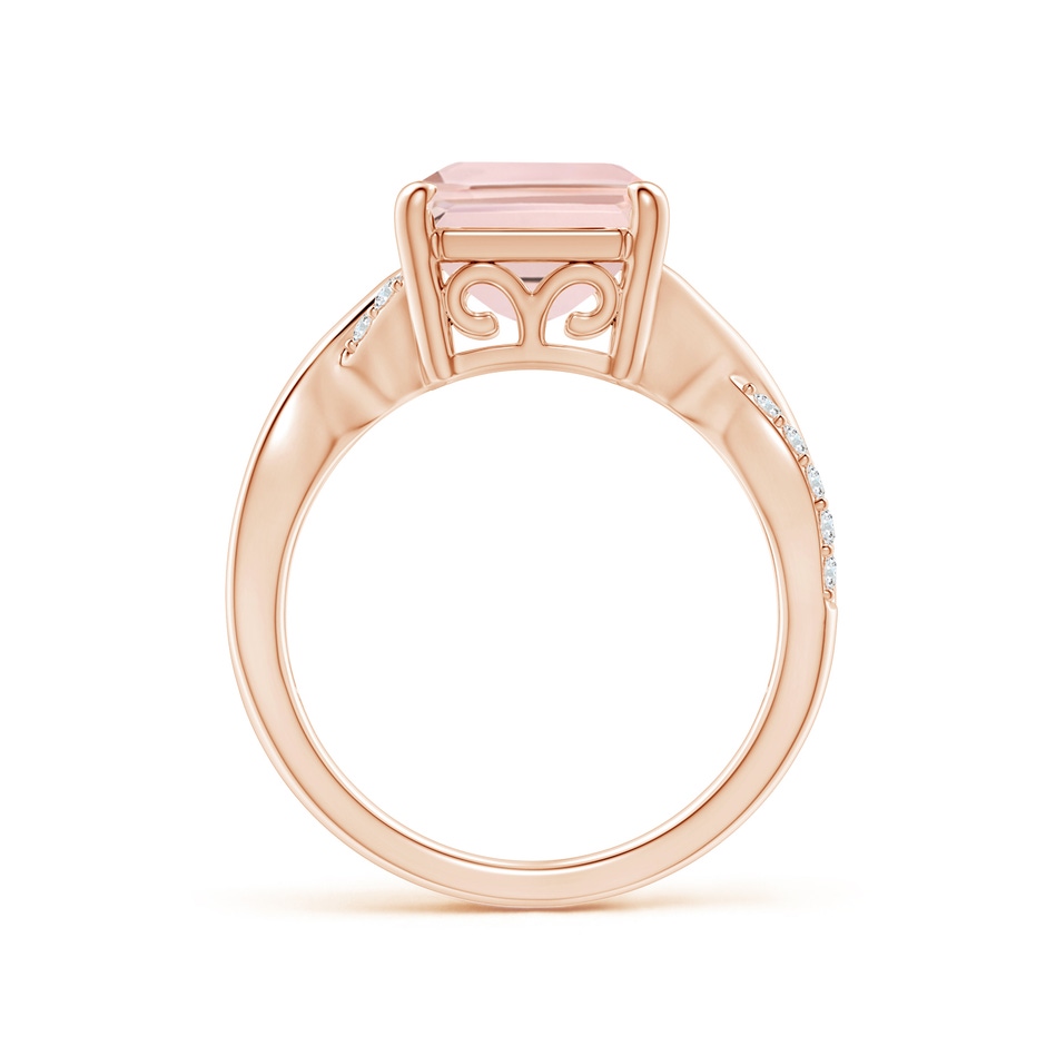 12x10mm AA Emerald-Cut Morganite Crossover Shank Cocktail Ring in Rose Gold side 1