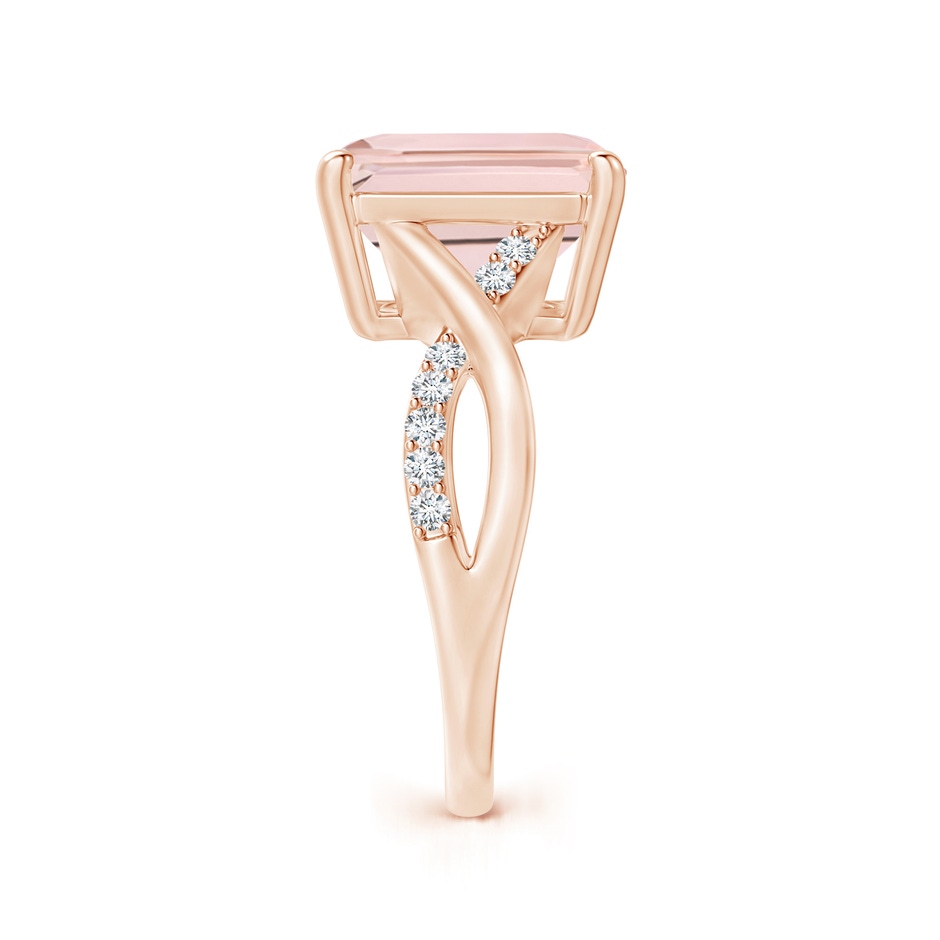 12x10mm AA Emerald-Cut Morganite Crossover Shank Cocktail Ring in Rose Gold side 2