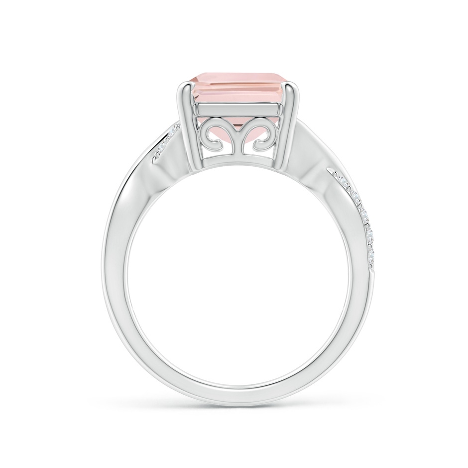 12x10mm AA Emerald-Cut Morganite Crossover Shank Cocktail Ring in White Gold side 1