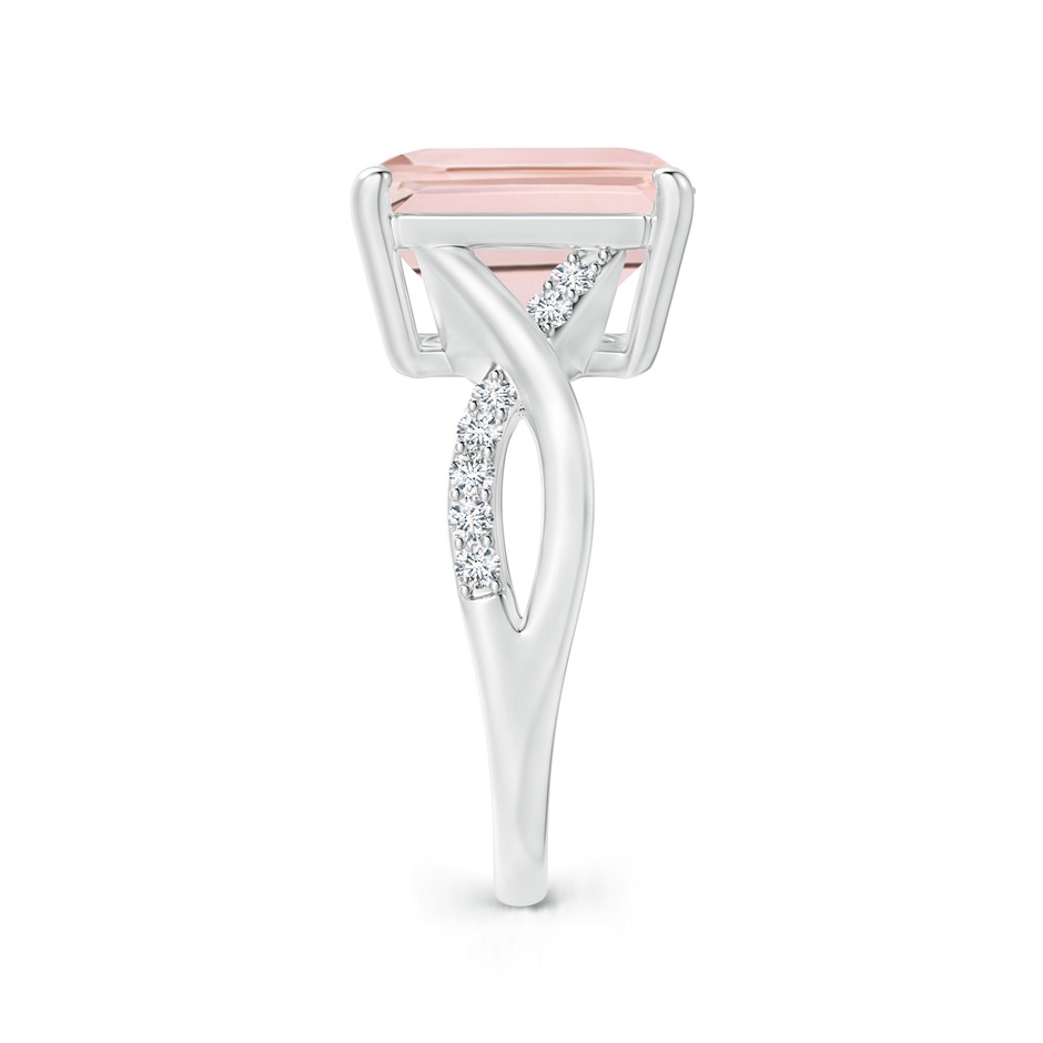 12x10mm AA Emerald-Cut Morganite Crossover Shank Cocktail Ring in White Gold side 2