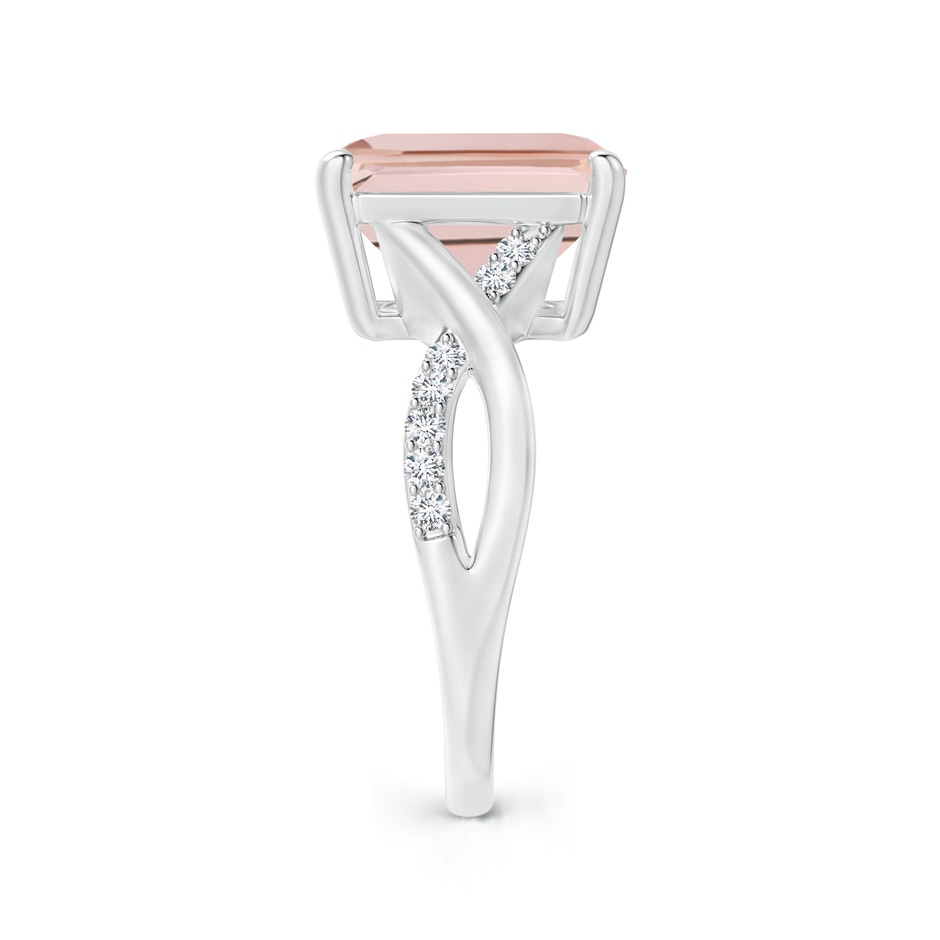 12x10mm AAA Emerald-Cut Morganite Crossover Shank Cocktail Ring in P950 Platinum side 2