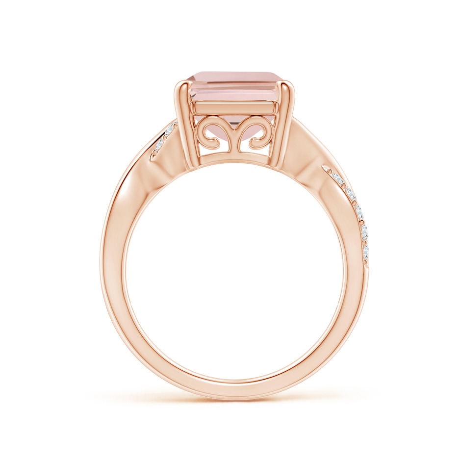12x10mm AAA Emerald-Cut Morganite Crossover Shank Cocktail Ring in Rose Gold side 1