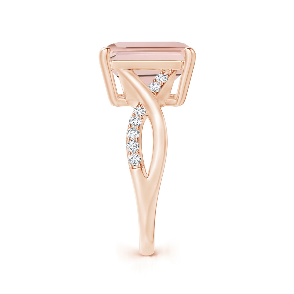 12x10mm AAA Emerald-Cut Morganite Crossover Shank Cocktail Ring in Rose Gold side 2