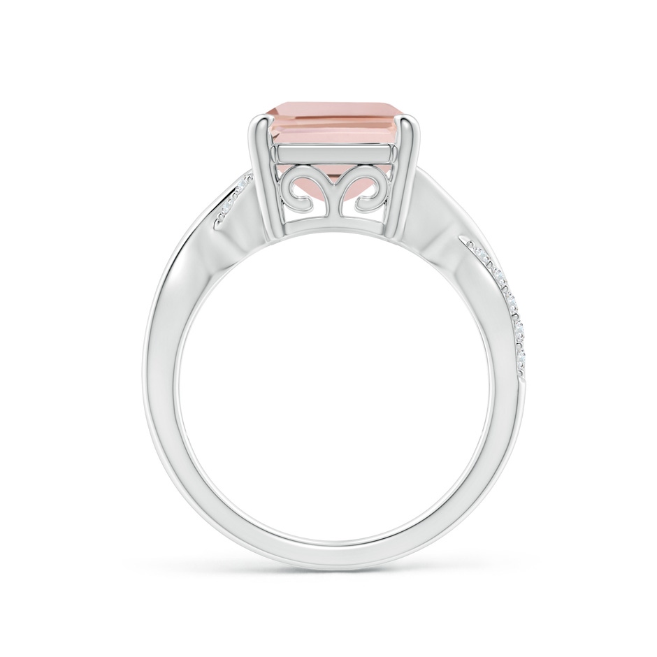 12x10mm AAA Emerald-Cut Morganite Crossover Shank Cocktail Ring in White Gold side 1