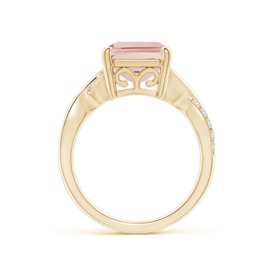 12x10mm AAA Emerald-Cut Morganite Crossover Shank Cocktail Ring in Yellow Gold side 1