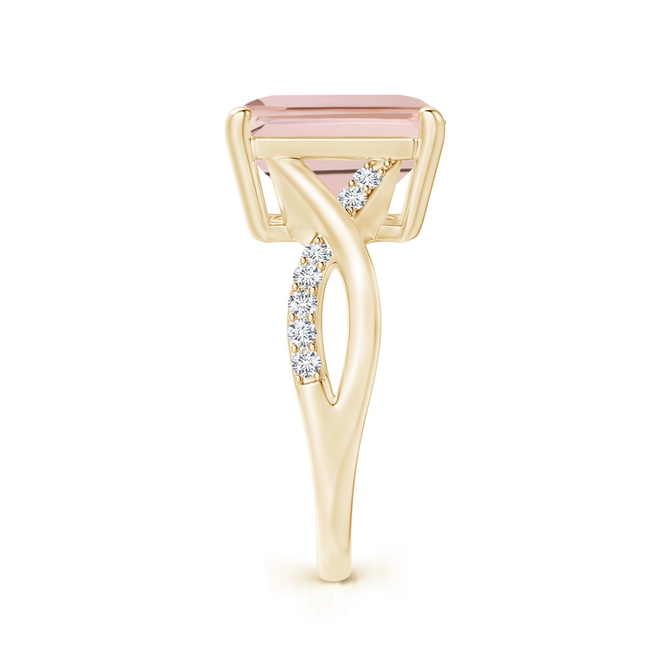 12x10mm AAA Emerald-Cut Morganite Crossover Shank Cocktail Ring in Yellow Gold side 2