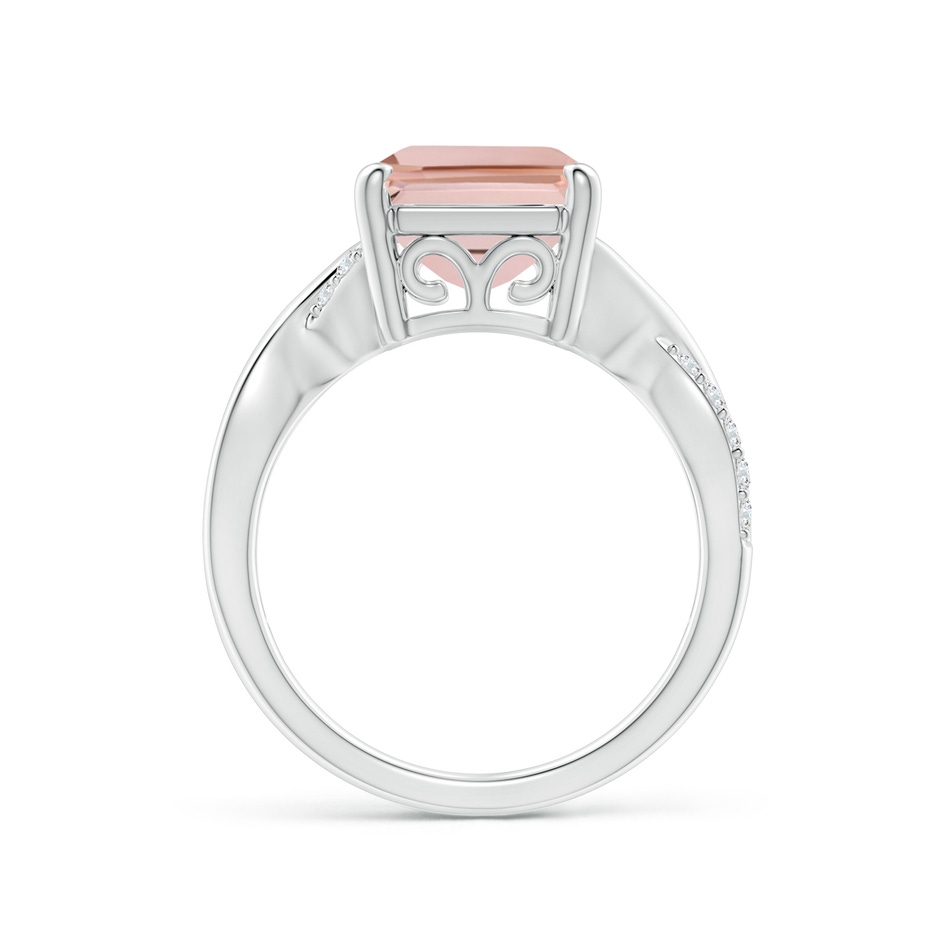 12x10mm AAAA Emerald-Cut Morganite Crossover Shank Cocktail Ring in P950 Platinum side 1
