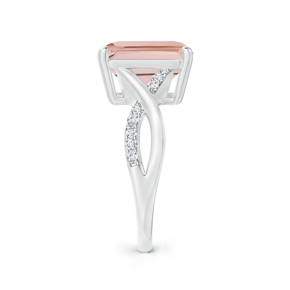 12x10mm AAAA Emerald-Cut Morganite Crossover Shank Cocktail Ring in P950 Platinum side 2