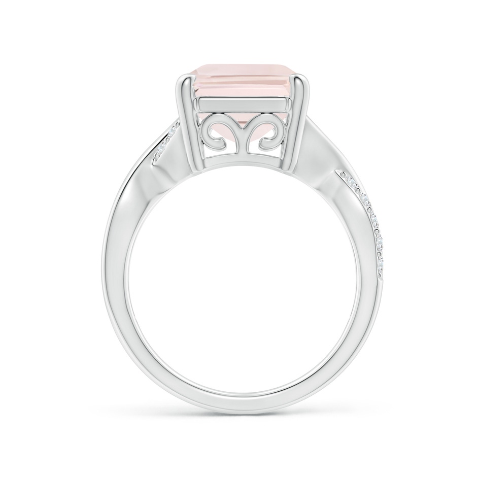 14x10mm A Emerald-Cut Morganite Crossover Shank Cocktail Ring in P950 Platinum side 1