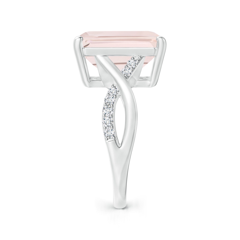 14x10mm A Emerald-Cut Morganite Crossover Shank Cocktail Ring in P950 Platinum side 2
