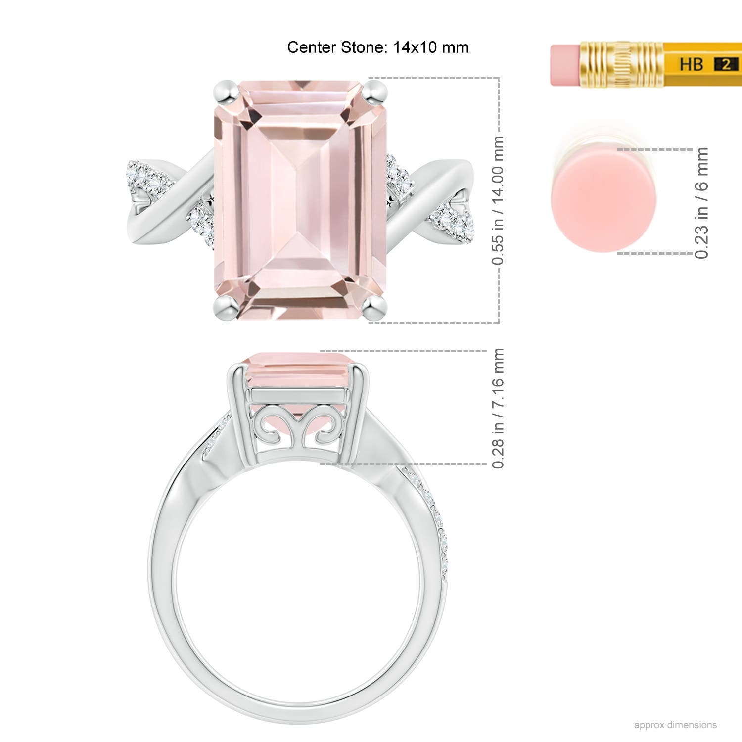 AA - Morganite / 6.2 CT / 14 KT White Gold