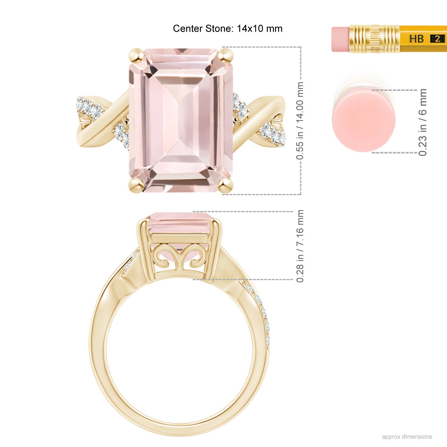 AA - Morganite / 6.2 CT / 14 KT Yellow Gold