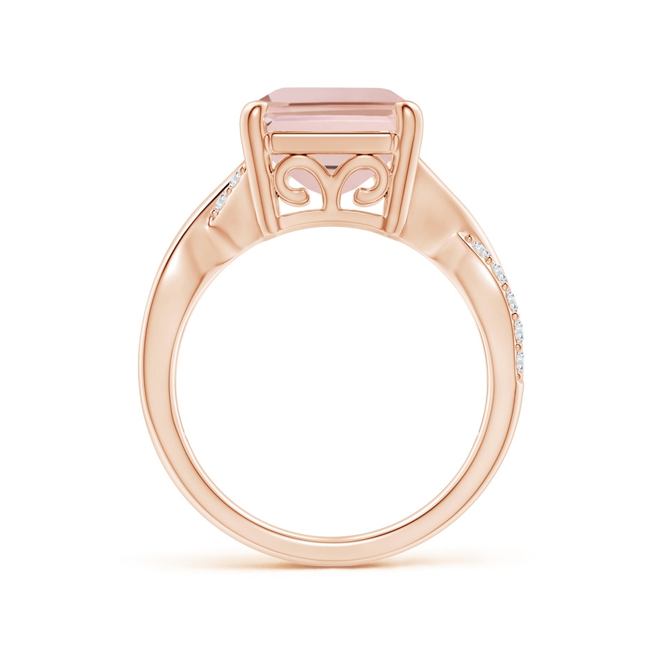 14x10mm AAA Emerald-Cut Morganite Crossover Shank Cocktail Ring in Rose Gold side 1