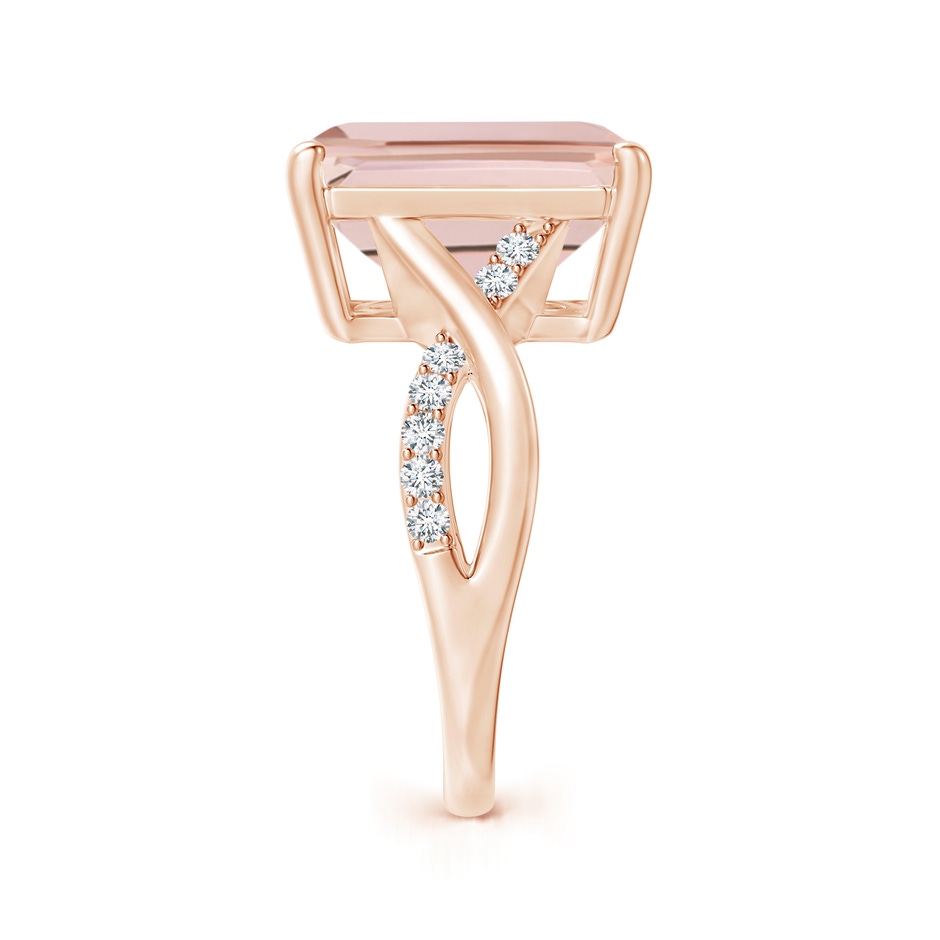 14x10mm AAA Emerald-Cut Morganite Crossover Shank Cocktail Ring in Rose Gold side 2