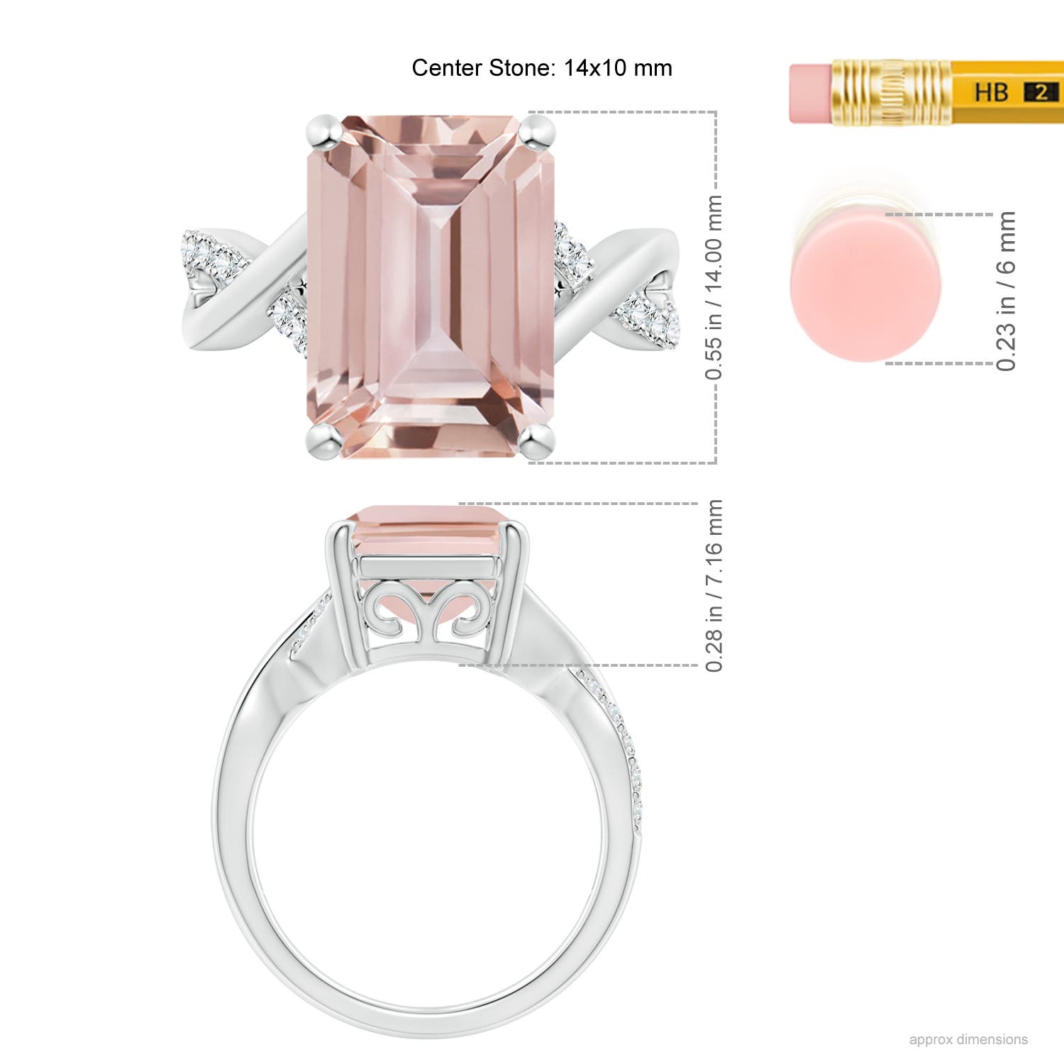 AAA - Morganite / 6.2 CT / 14 KT White Gold