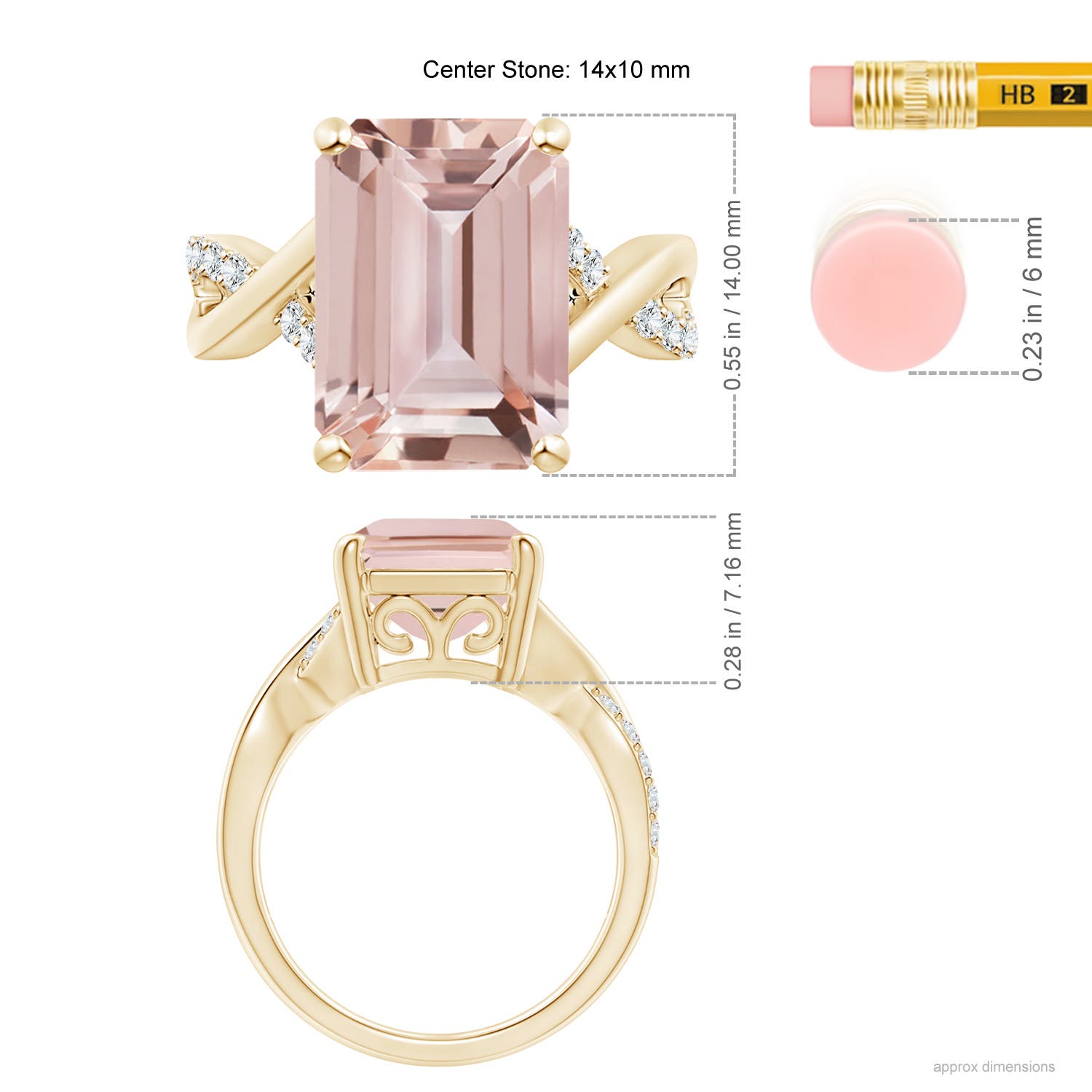 AAA - Morganite / 6.2 CT / 14 KT Yellow Gold