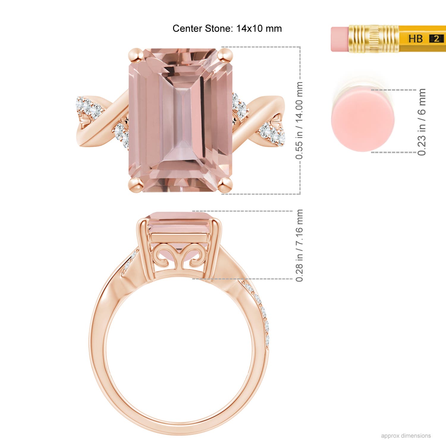 AAAA - Morganite / 6.2 CT / 14 KT Rose Gold