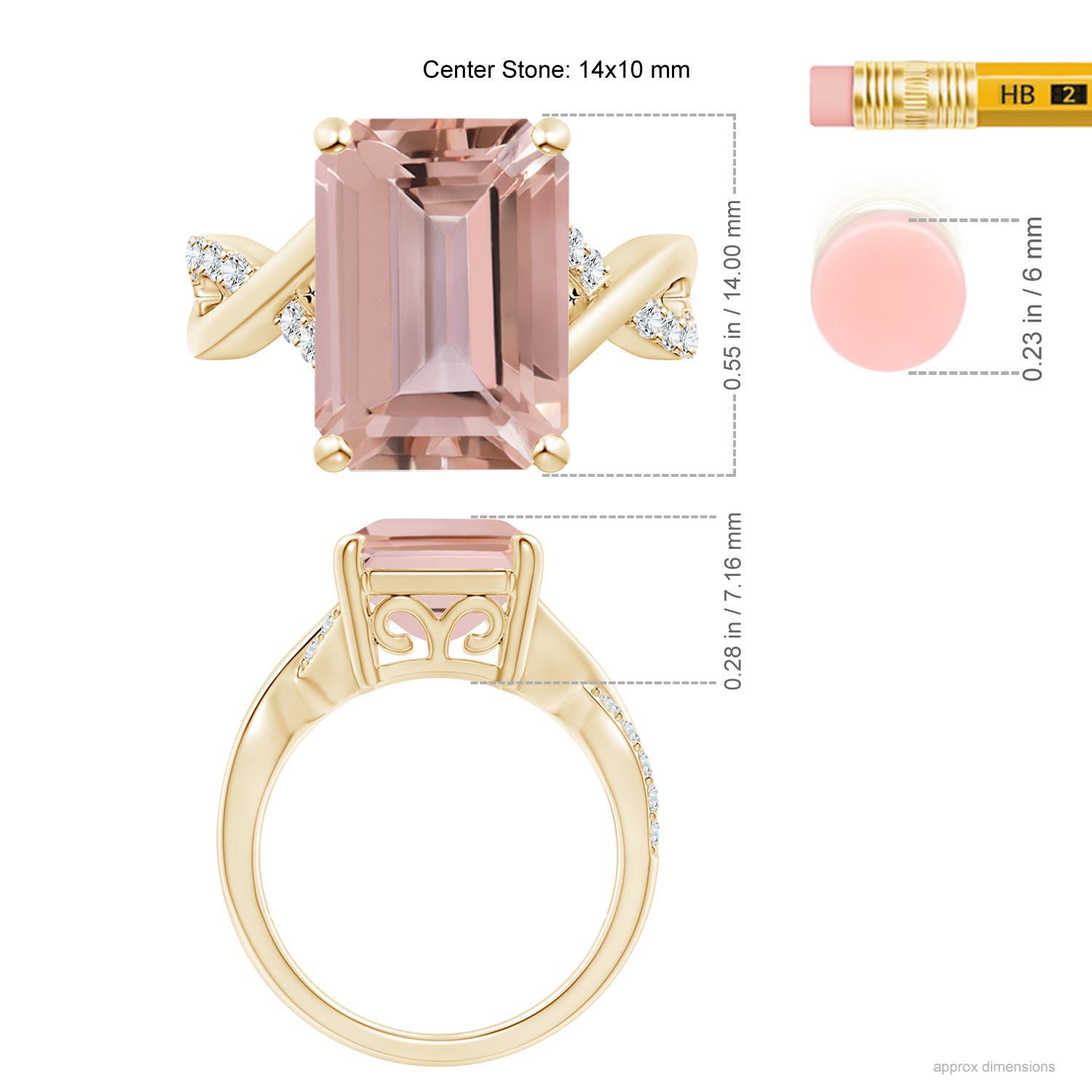 AAAA - Morganite / 6.2 CT / 14 KT Yellow Gold