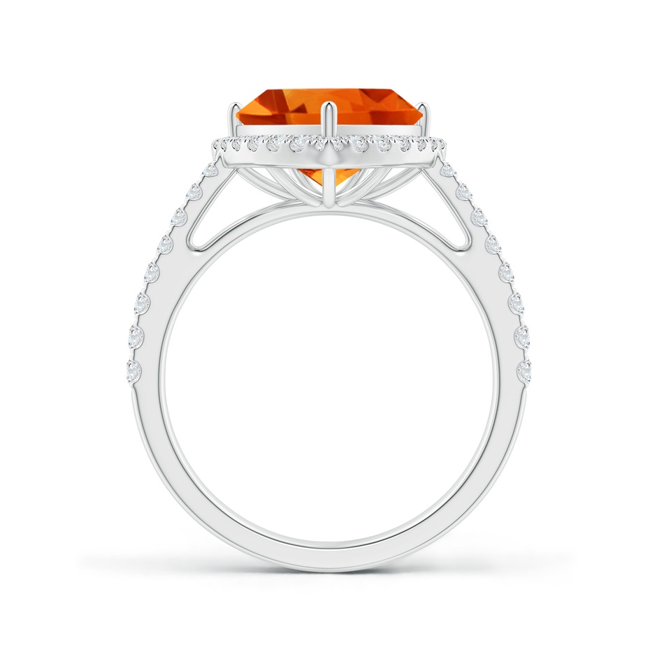 10mm AAAA Trillion Citrine Cocktail Ring with Diamond Halo in P950 Platinum side 1