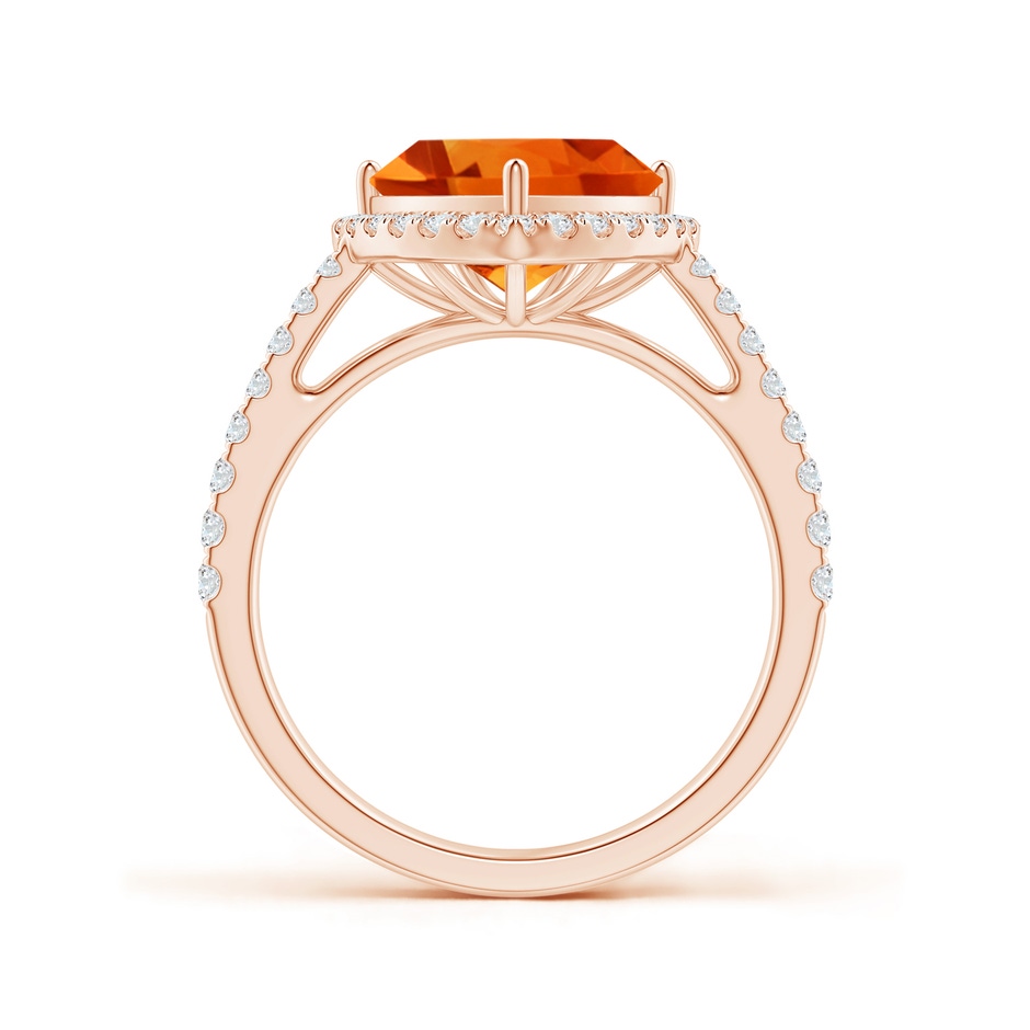 10mm AAAA Trillion Citrine Cocktail Ring with Diamond Halo in Rose Gold side 1