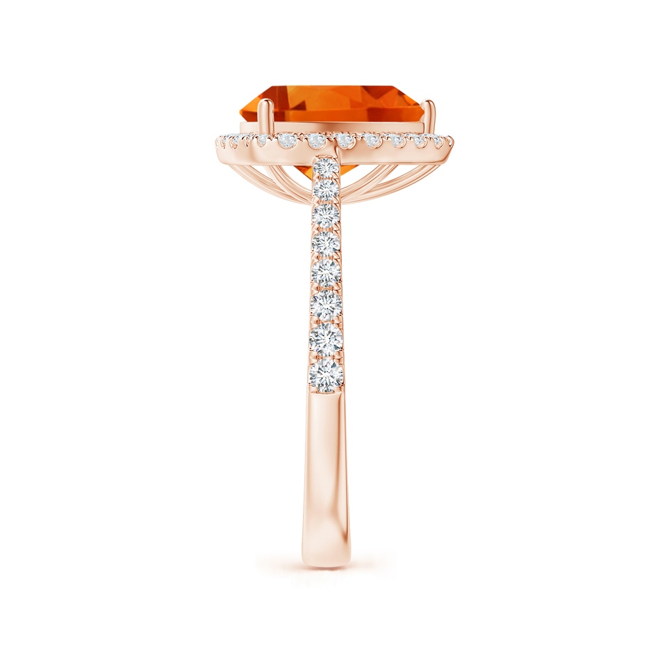 10mm AAAA Trillion Citrine Cocktail Ring with Diamond Halo in Rose Gold side 2