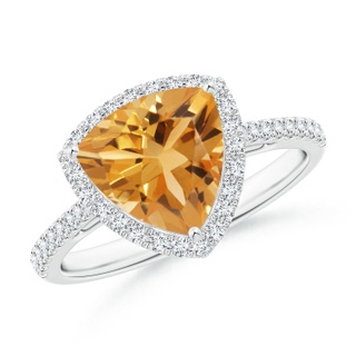 9mm A Trillion Citrine Cocktail Ring with Diamond Halo in P950 Platinum