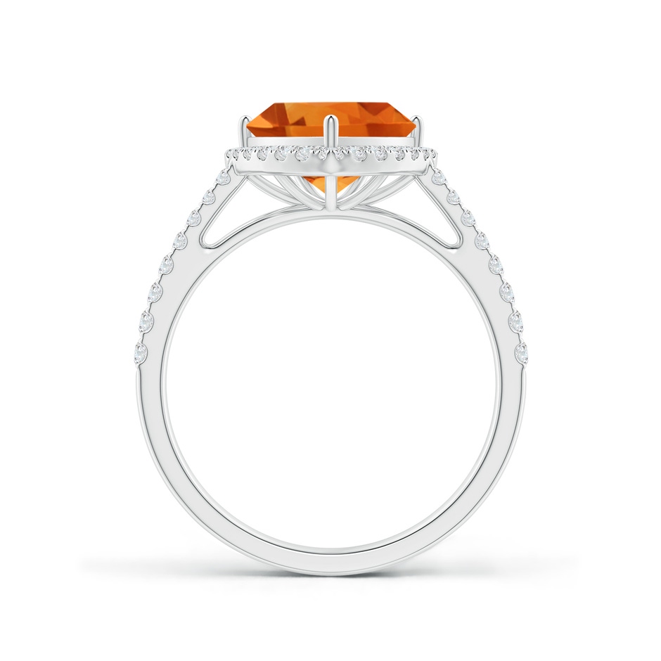 9mm AAA Trillion Citrine Cocktail Ring with Diamond Halo in White Gold side 1