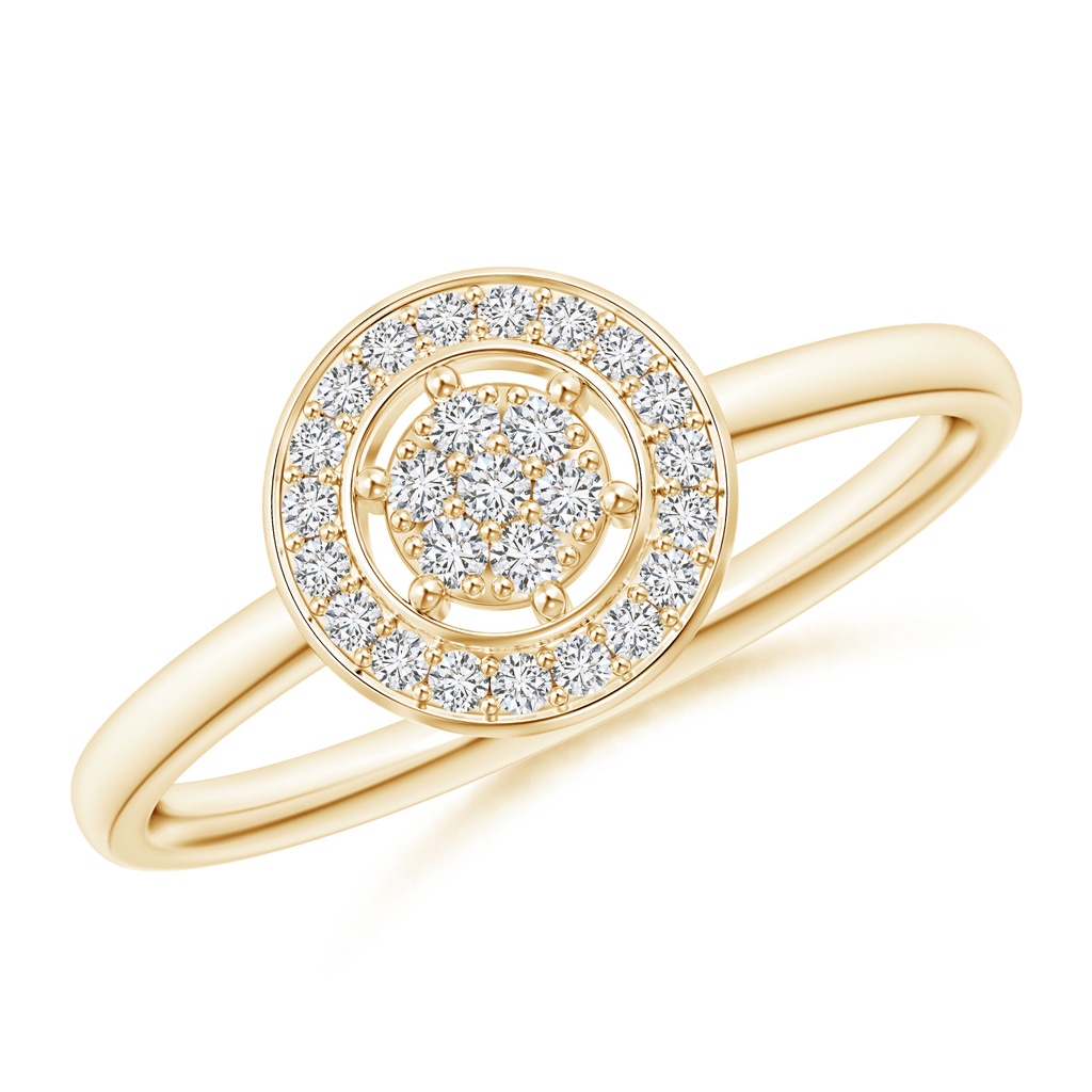 1.1mm HSI2 Diamond Clustre Halo Ring in 9K Yellow Gold