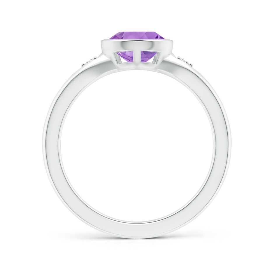10x7mm A Bezel-Set Pear-Shaped Amethyst Ring with Diamonds in White Gold side 1