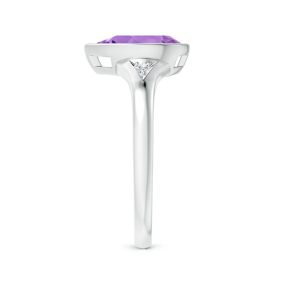 10x7mm A Bezel-Set Pear-Shaped Amethyst Ring with Diamonds in White Gold side 2