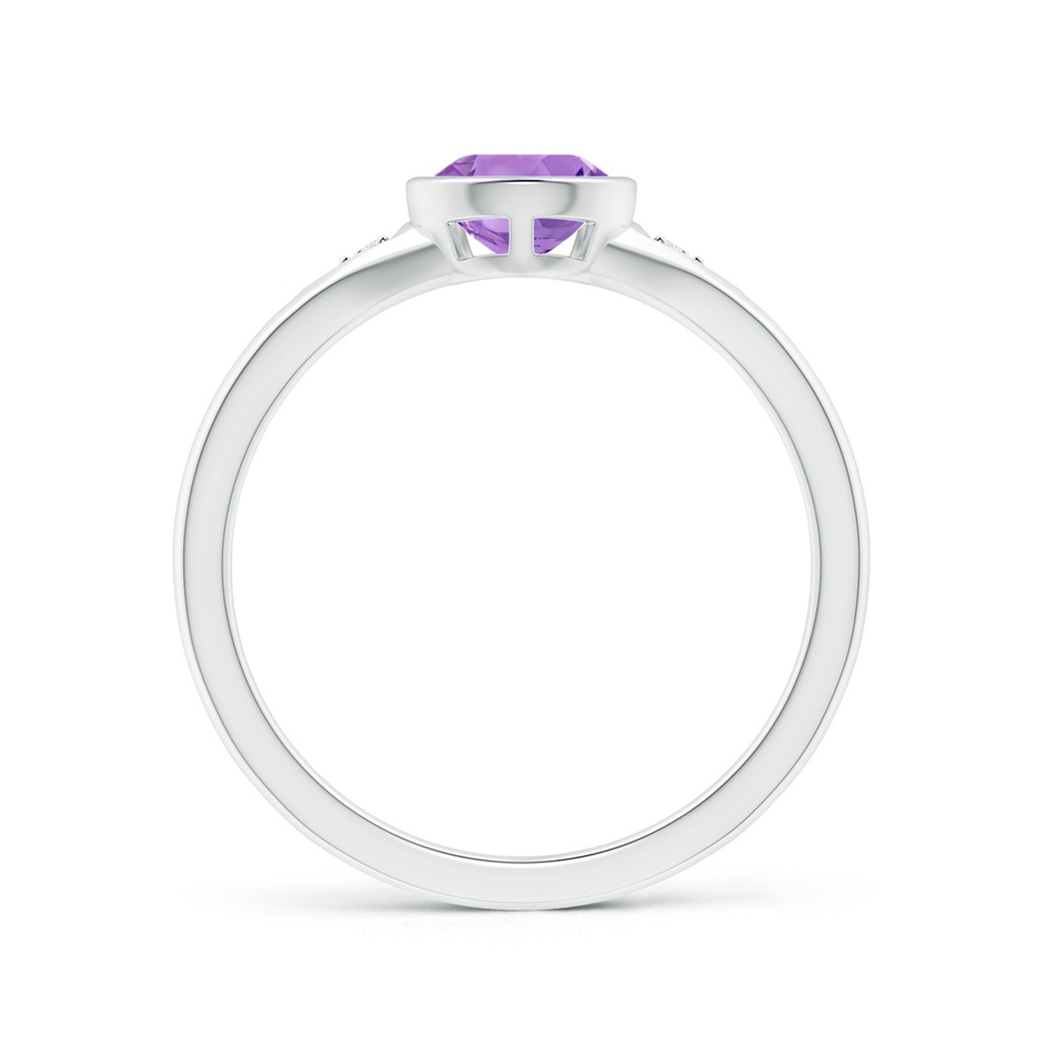 8x6mm A Bezel-Set Pear-Shaped Amethyst Ring with Diamonds in White Gold side 1