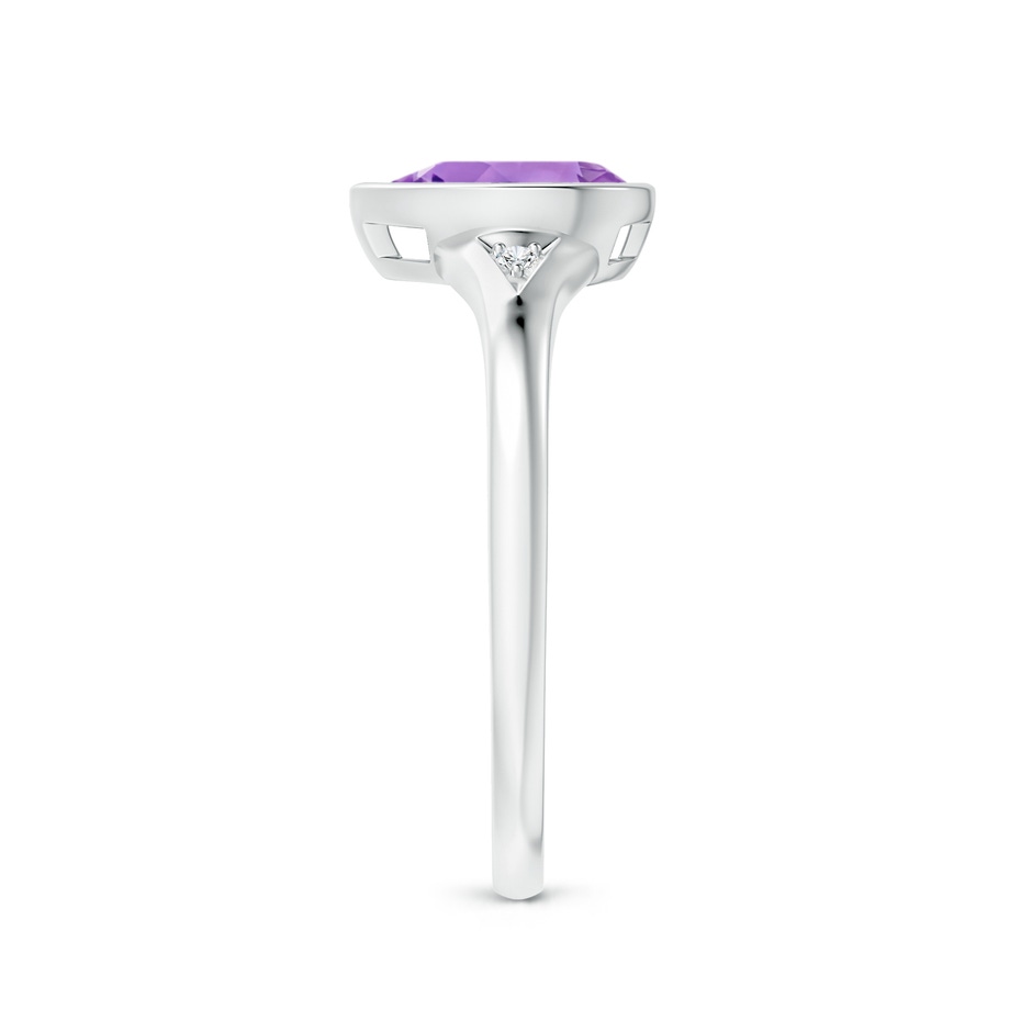 8x6mm A Bezel-Set Pear-Shaped Amethyst Ring with Diamonds in White Gold side 2