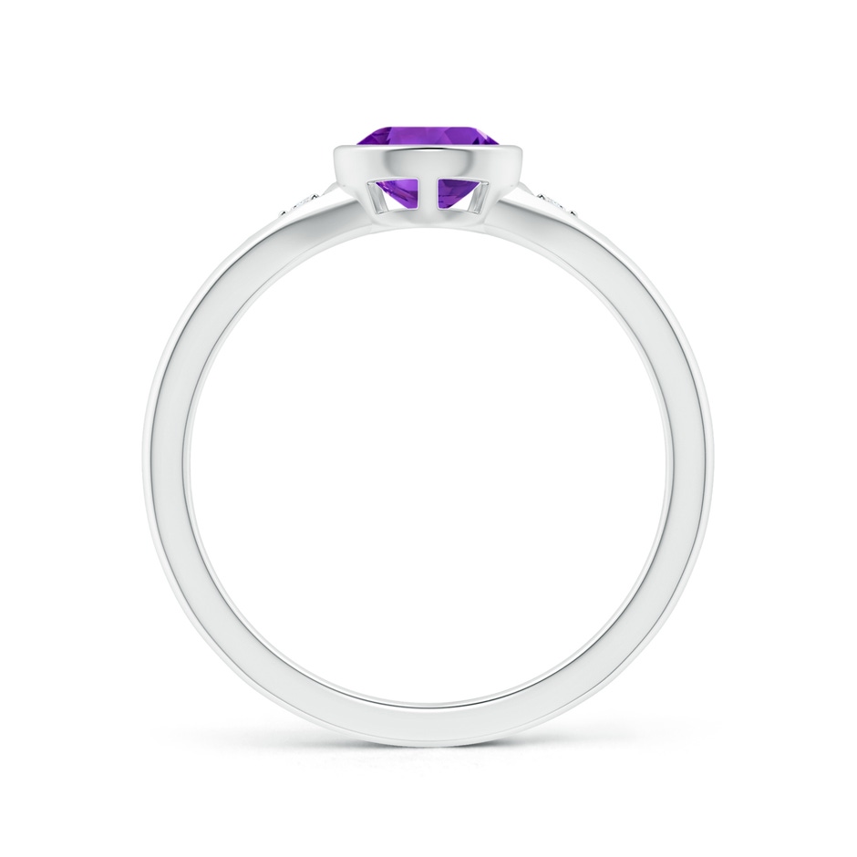 8x6mm AAAA Bezel-Set Pear-Shaped Amethyst Ring with Diamonds in White Gold side 1