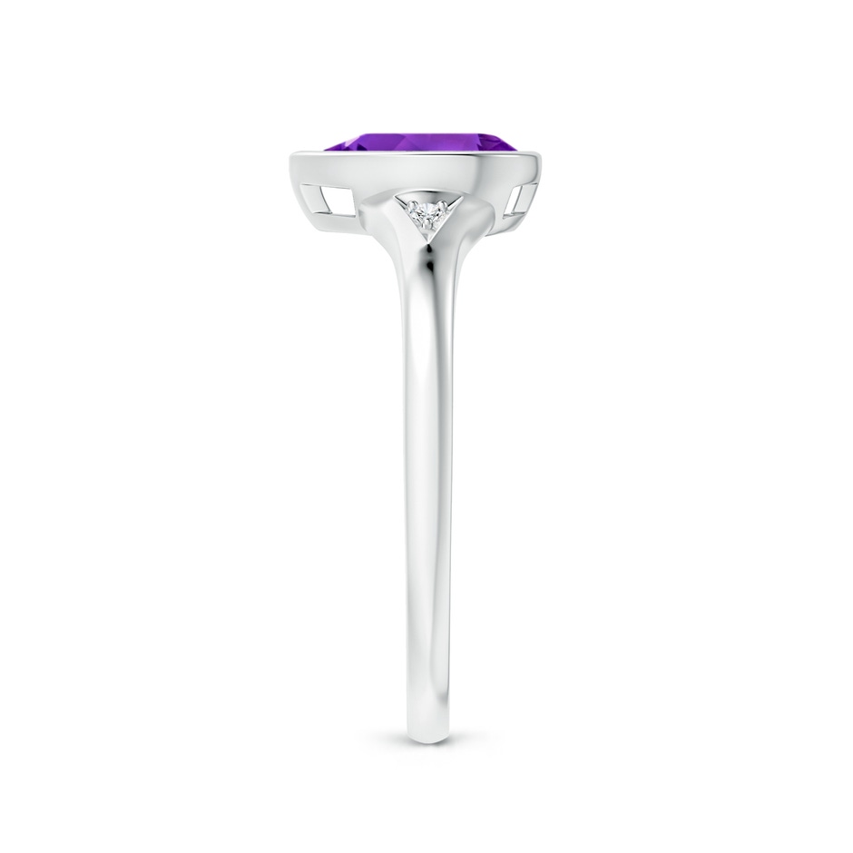 8x6mm AAAA Bezel-Set Pear-Shaped Amethyst Ring with Diamonds in White Gold side 2