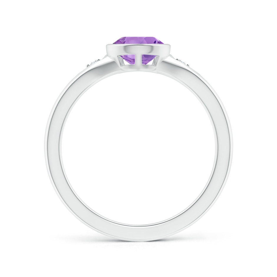 9x6mm A Bezel-Set Pear-Shaped Amethyst Ring with Diamonds in White Gold side 1