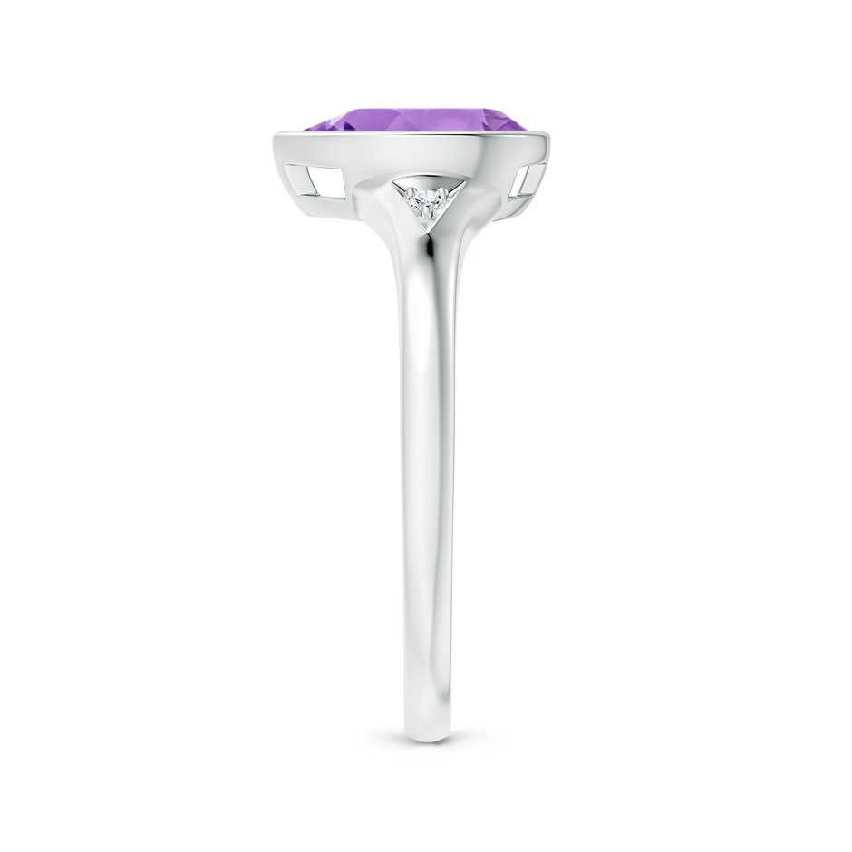 9x6mm A Bezel-Set Pear-Shaped Amethyst Ring with Diamonds in White Gold side 2