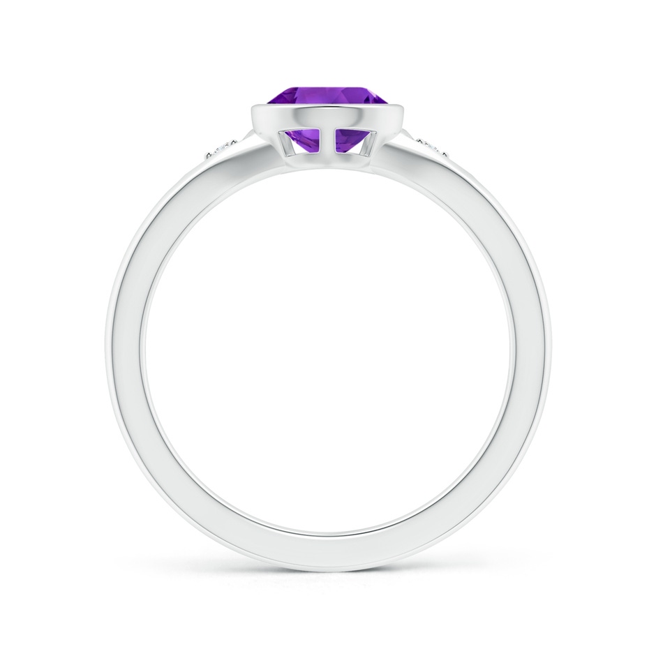 9x6mm AAAA Bezel-Set Pear-Shaped Amethyst Ring with Diamonds in White Gold side 1