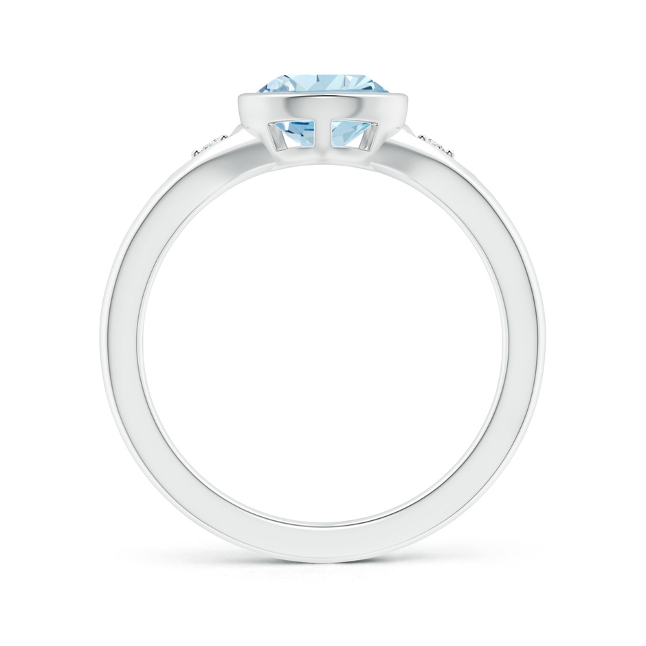 10x7mm AA Bezel-Set Pear-Shaped Aquamarine Ring with Diamonds in P950 Platinum side 1